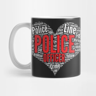 Police officer Heart Shape Word Cloud Design print Mug